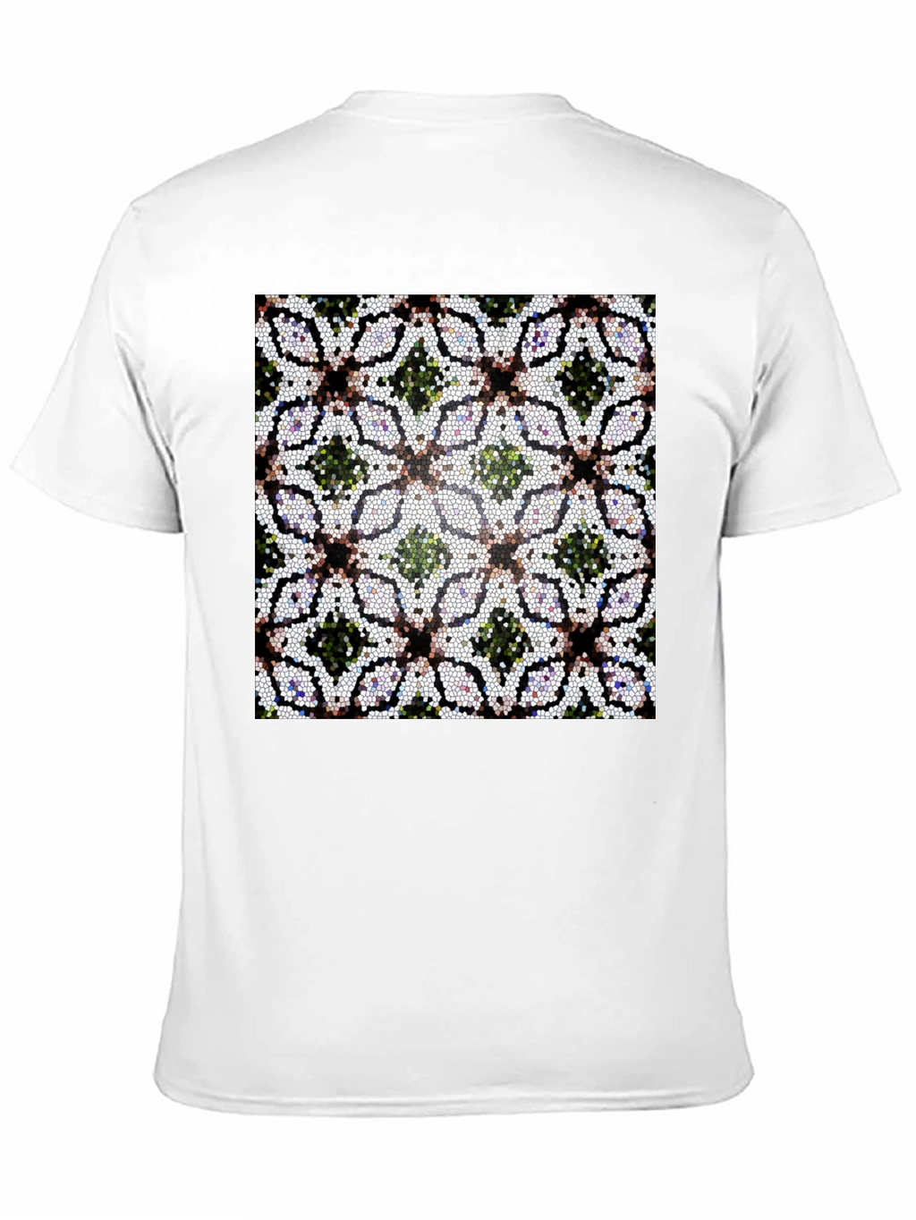 Mosaic Floral Pattern Black T-Shirt