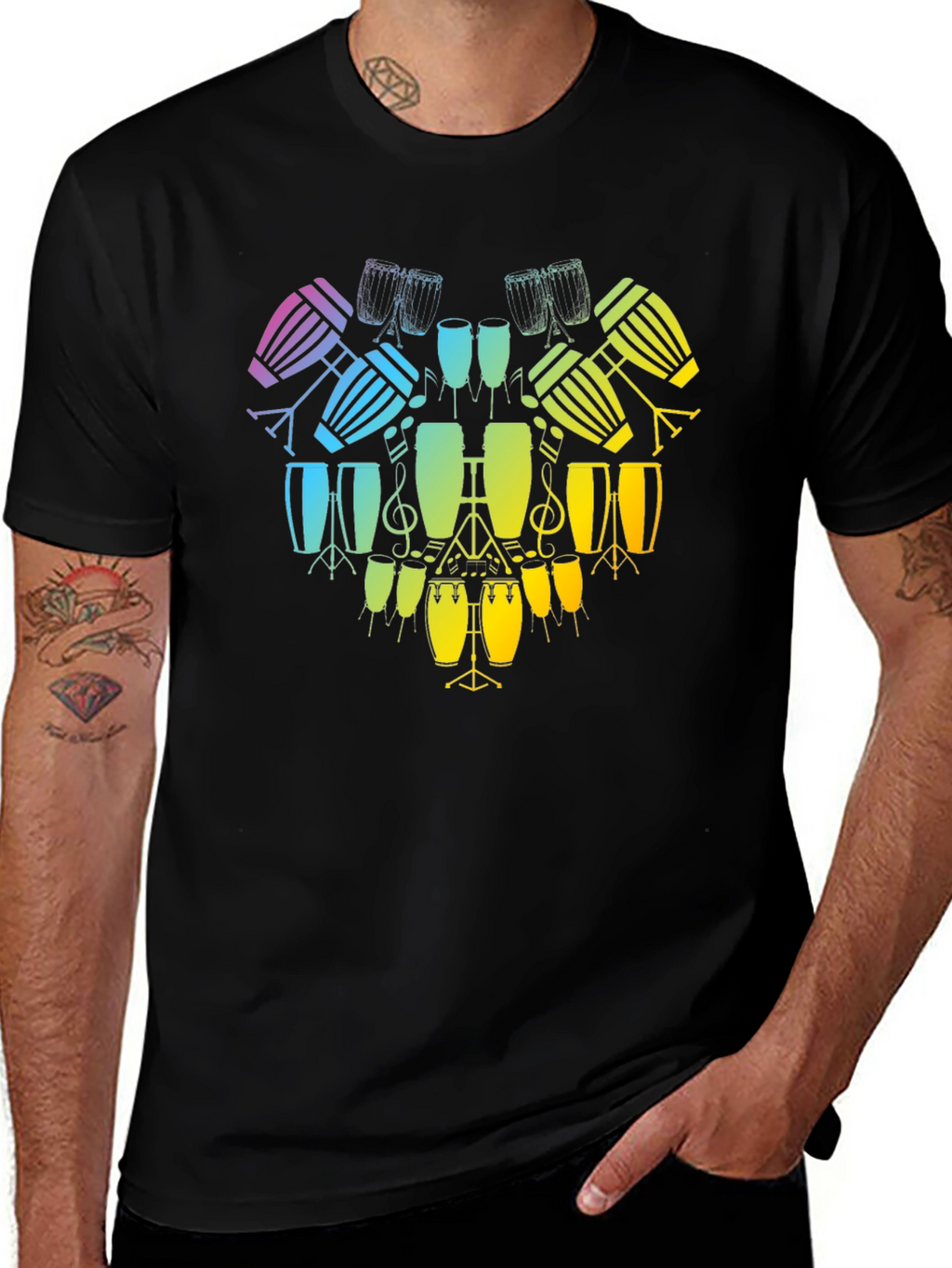 Rainbow Drum Heart T-Shirt