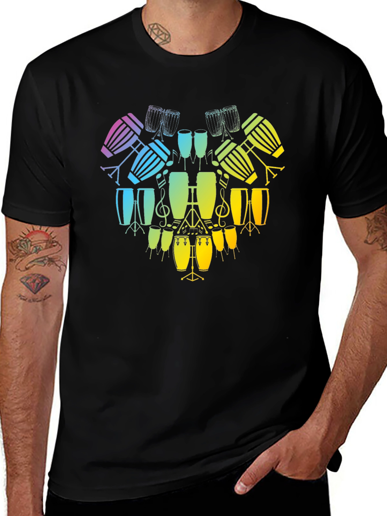 Rainbow Drum Heart T-Shirt