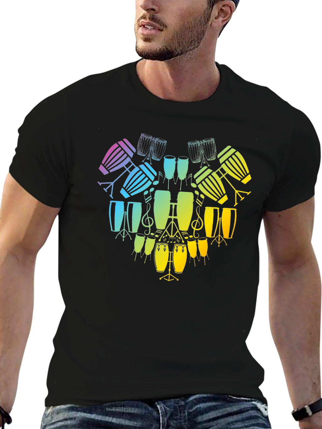 Rainbow Drum Heart T-Shirt