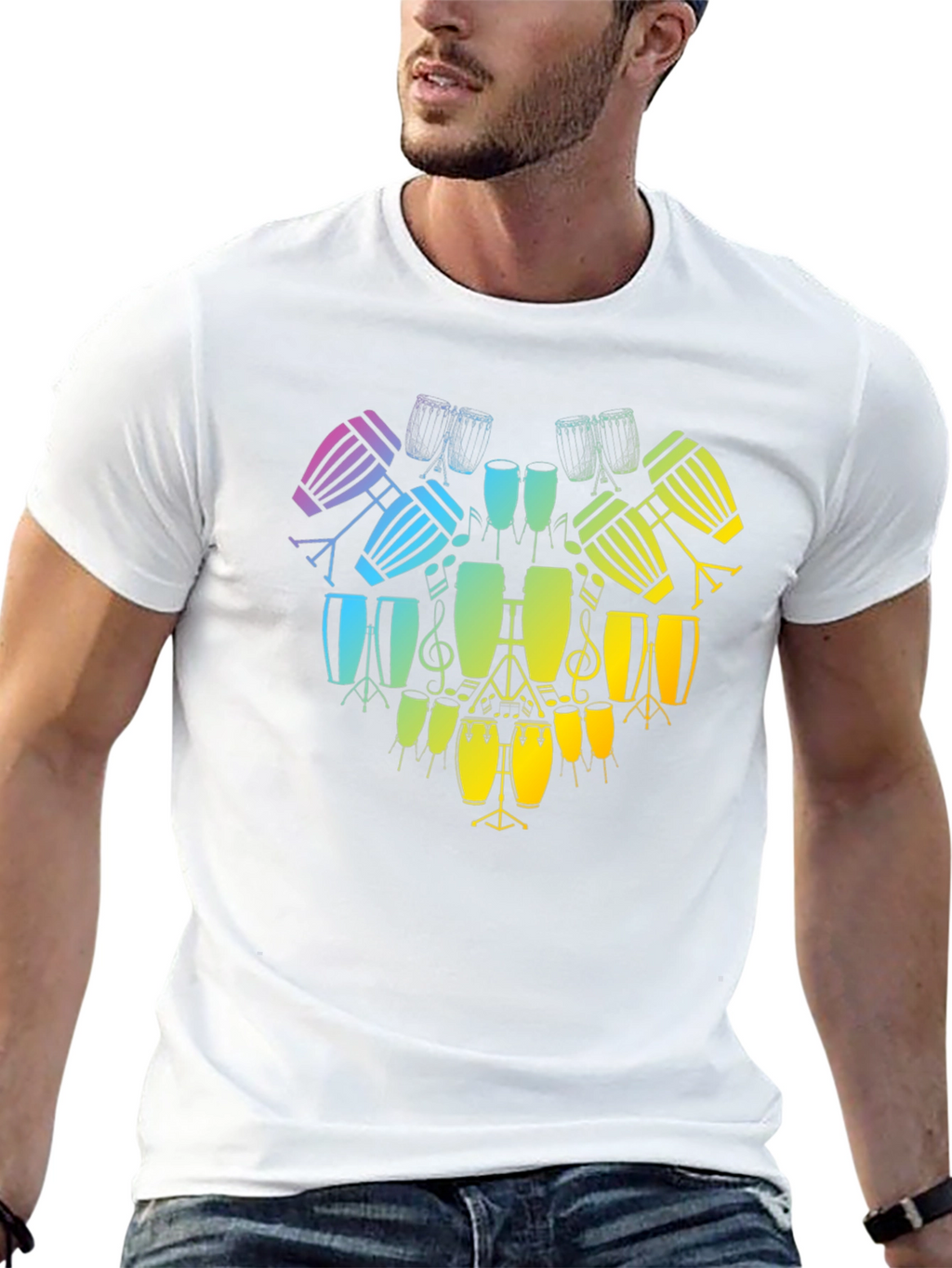 Rainbow Drum Heart T-Shirt