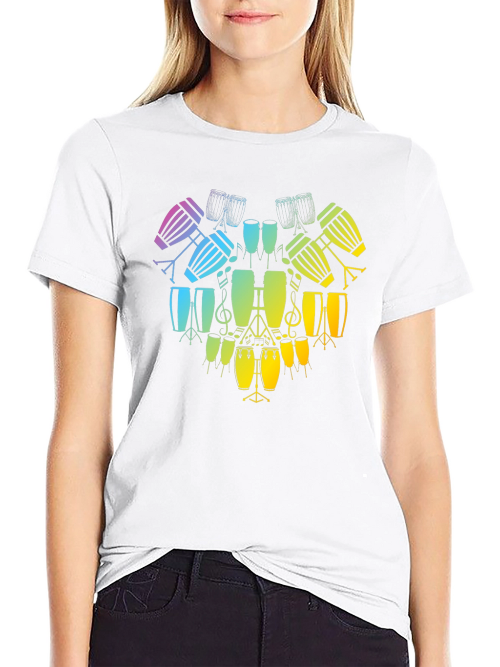 Rainbow Drum Heart T-Shirt