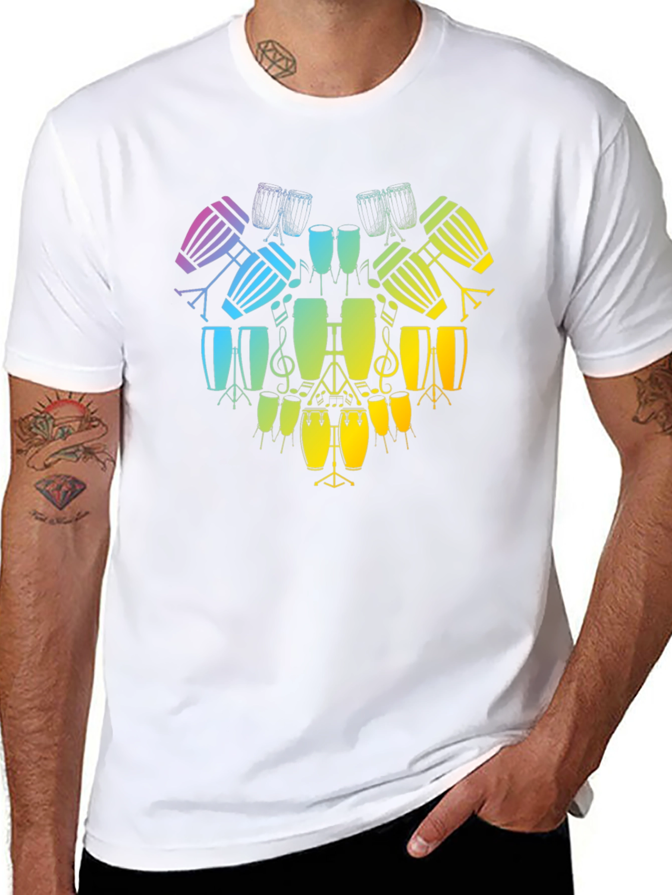 Rainbow Drum Heart T-Shirt