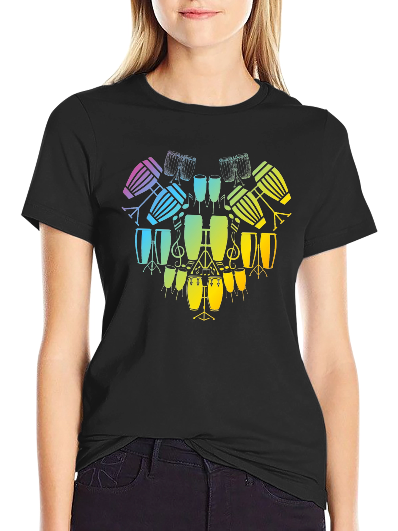 Rainbow Drum Heart T-Shirt