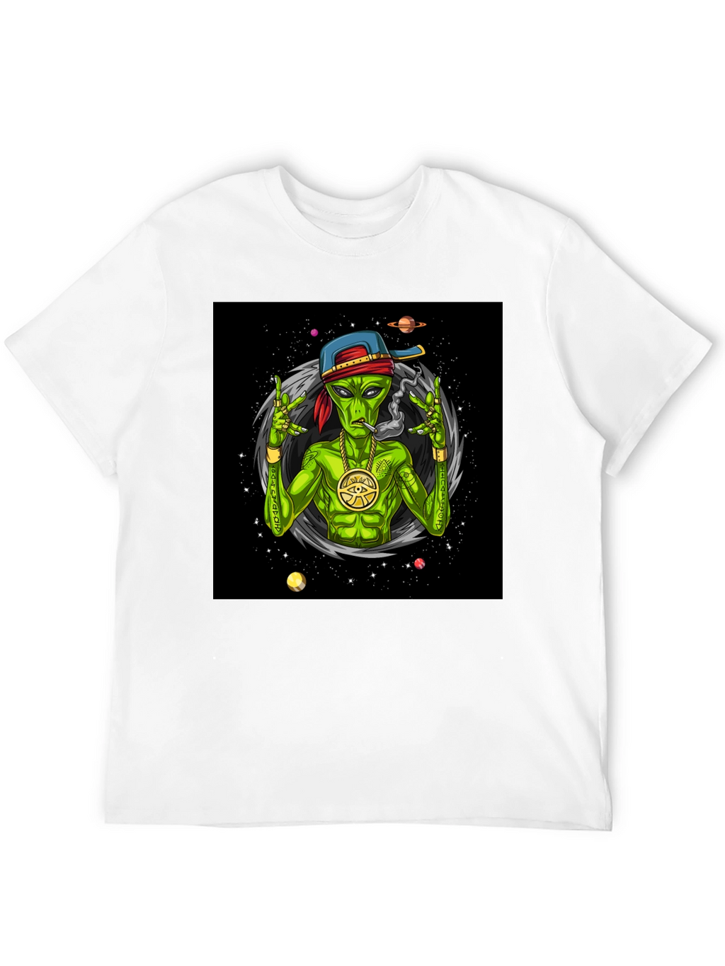 Gangster Alien Graphic T-Shirt - Black