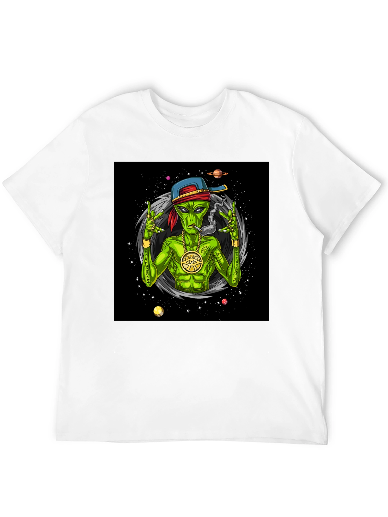 Gangster Alien Graphic T-Shirt - Black