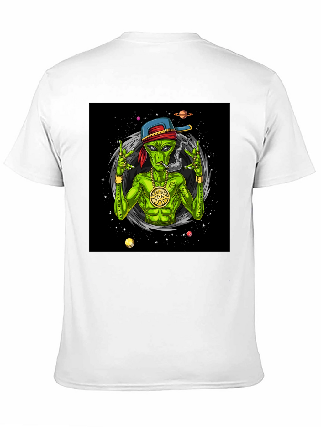 Gangster Alien Graphic T-Shirt - Black
