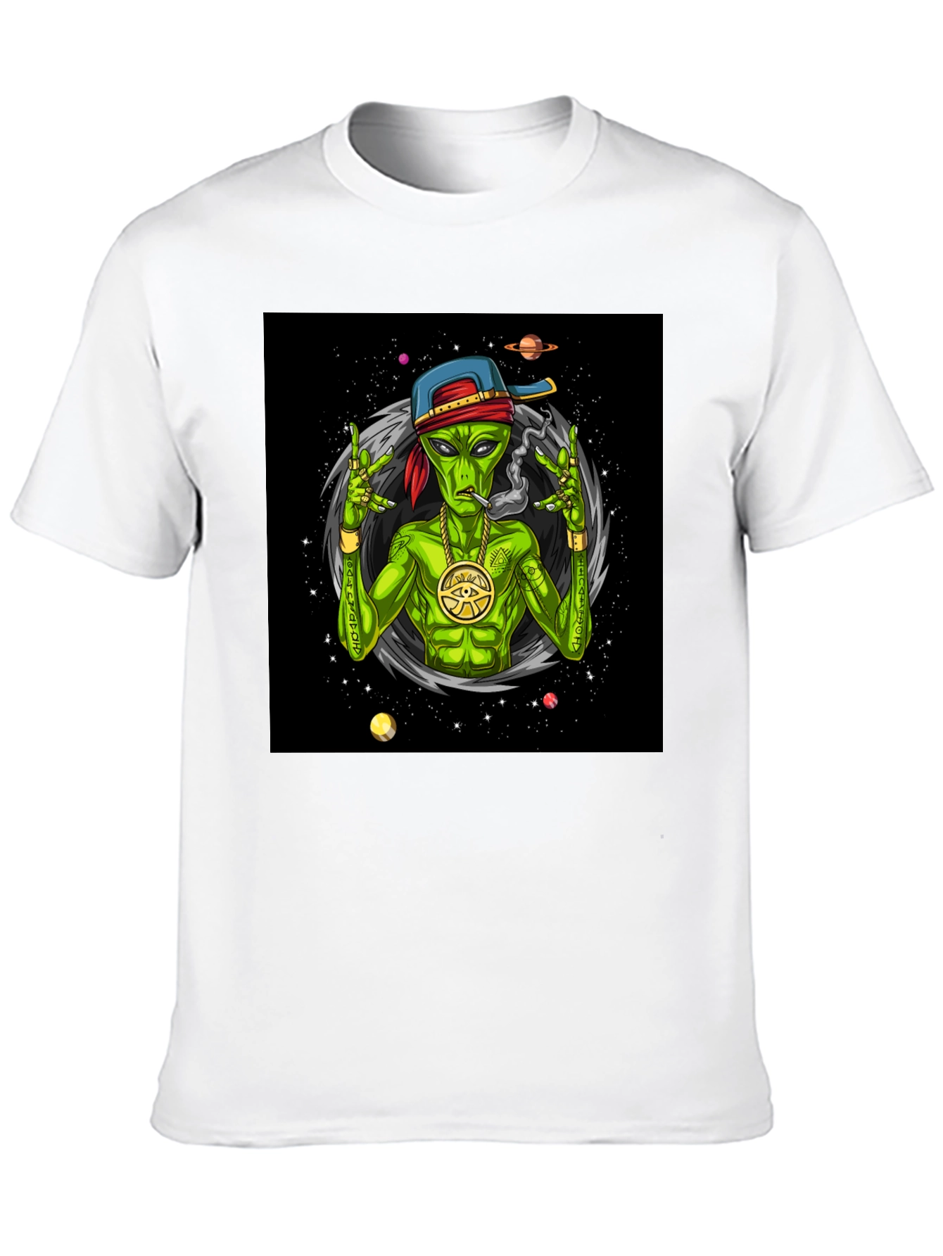 Gangster Alien Graphic T-Shirt - Black