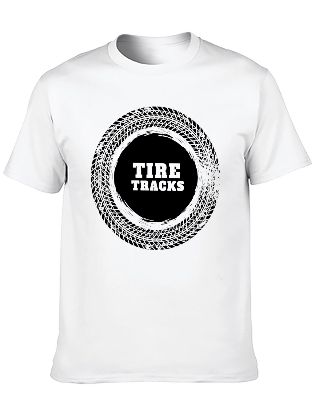Tire Tracks Graphic T-Shirt - Black Casual Tee