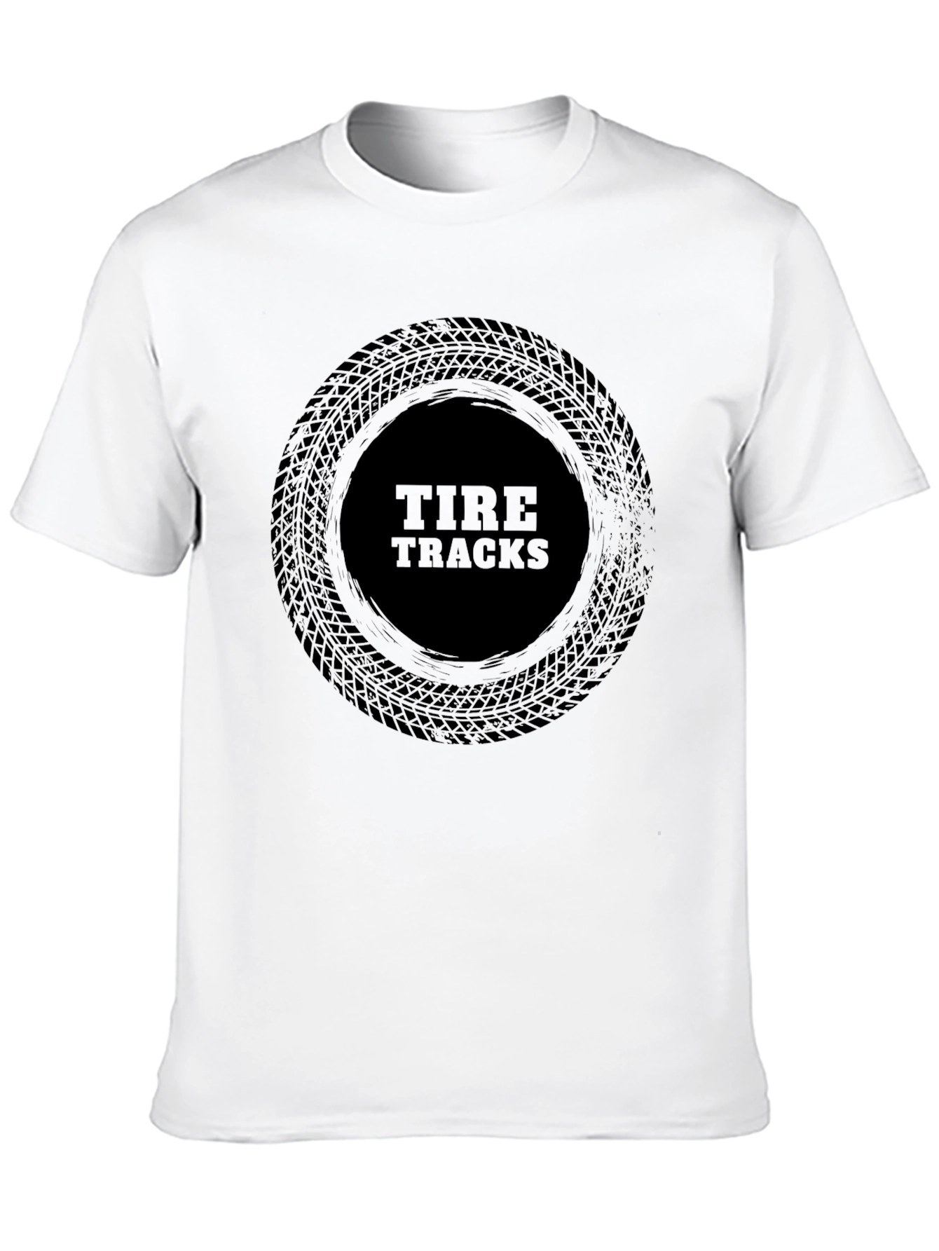 Tire Tracks Graphic T-Shirt - Black Casual Tee