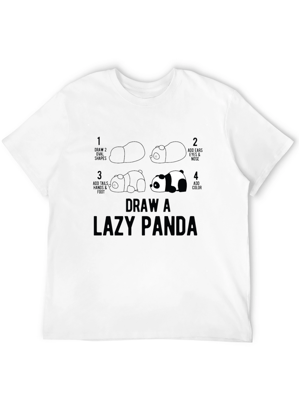 Draw A Lazy Panda Black T-Shirt