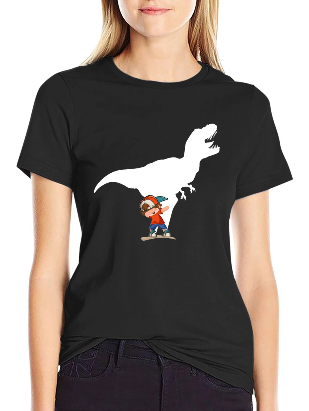 Dino Skater Black T-Shirt - Cool Graphic Tee
