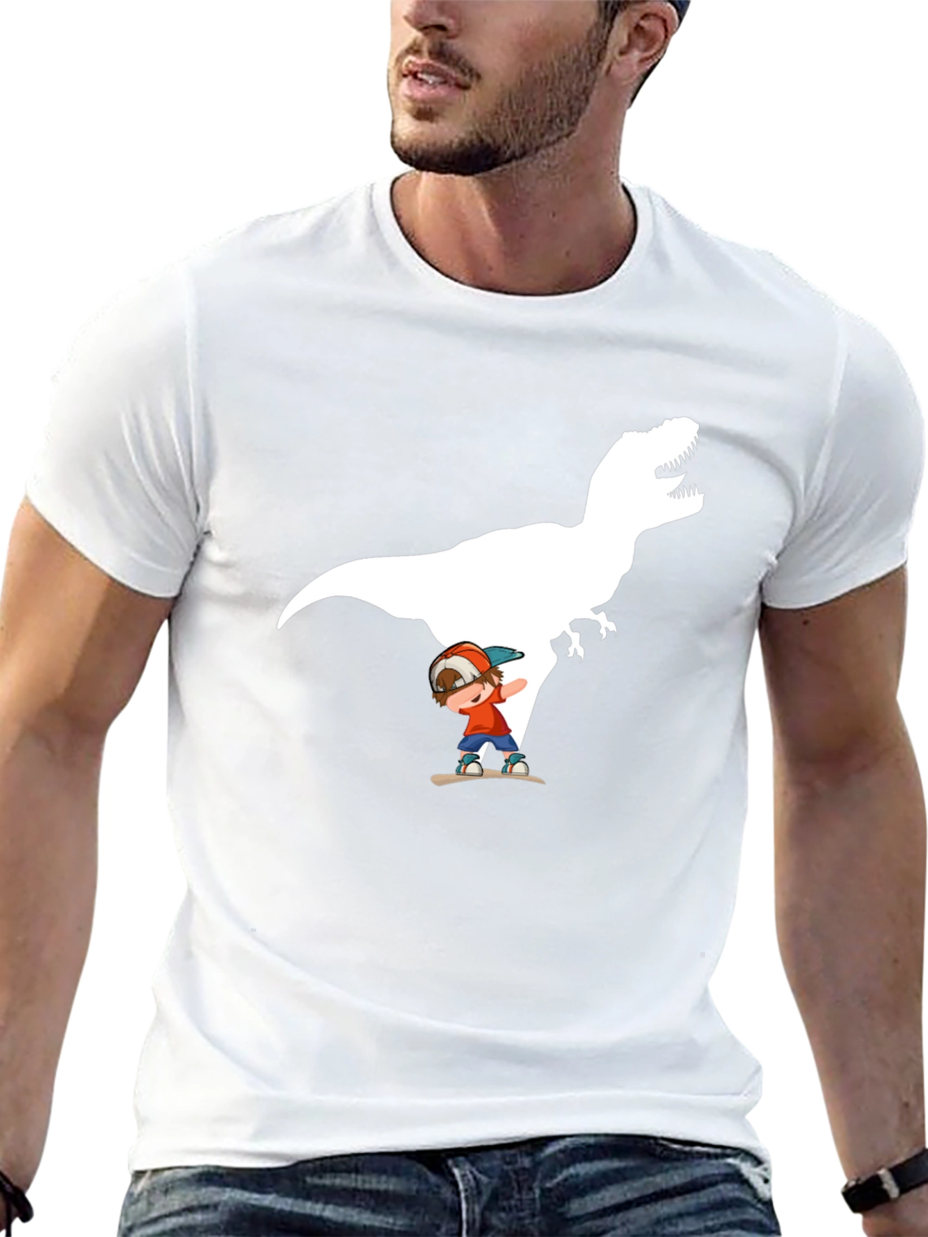 Dino Skater Black T-Shirt - Cool Graphic Tee