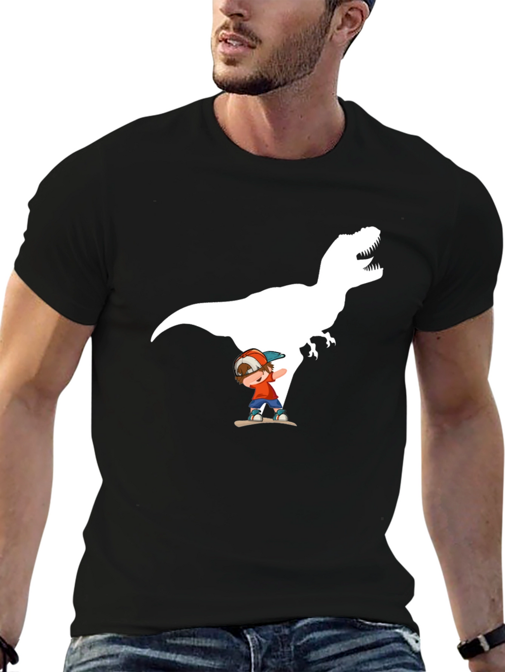 Dino Skater Black T-Shirt - Cool Graphic Tee