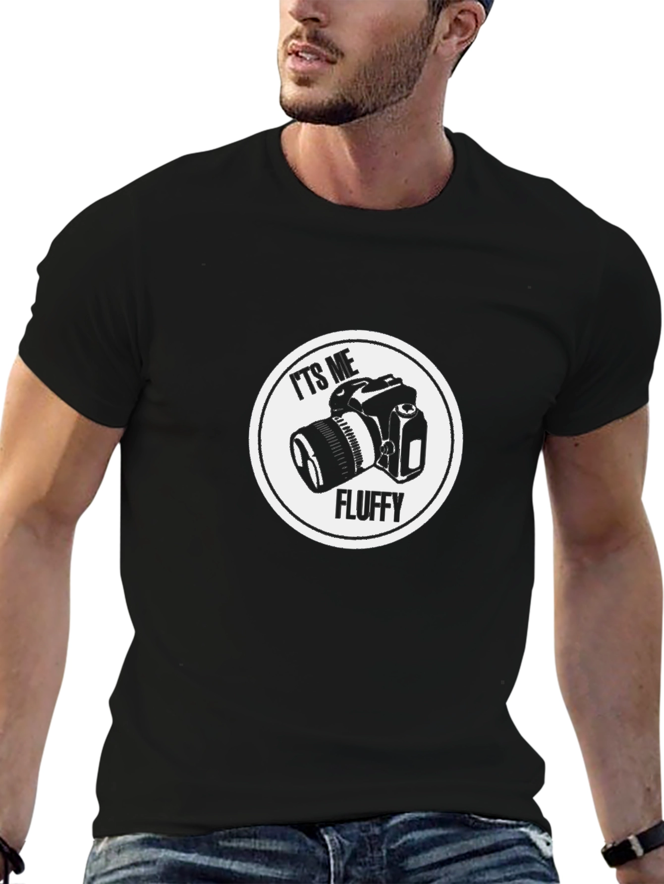 Its Me Fluffy Camera Black T-Shirt