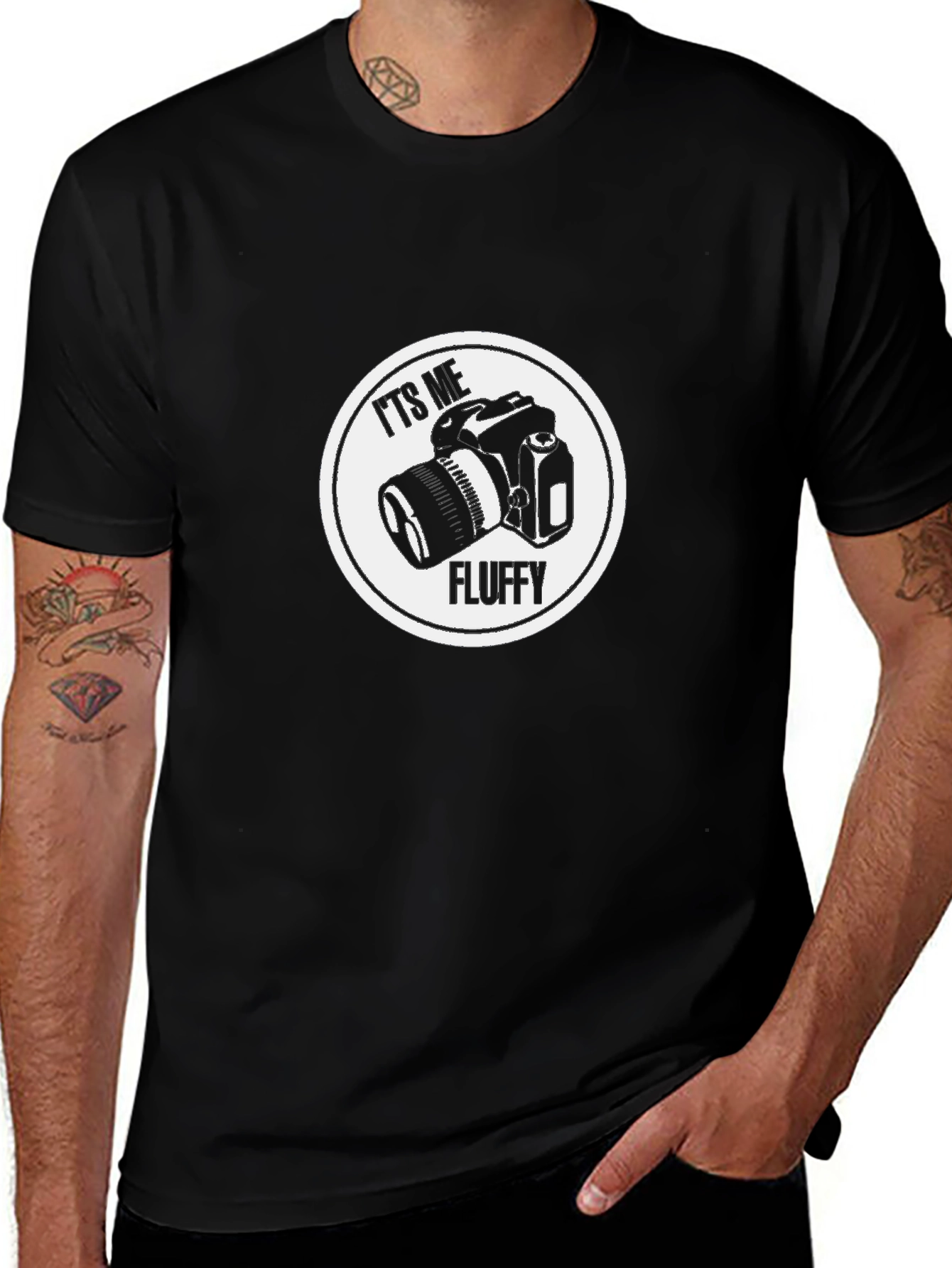 Its Me Fluffy Camera Black T-Shirt