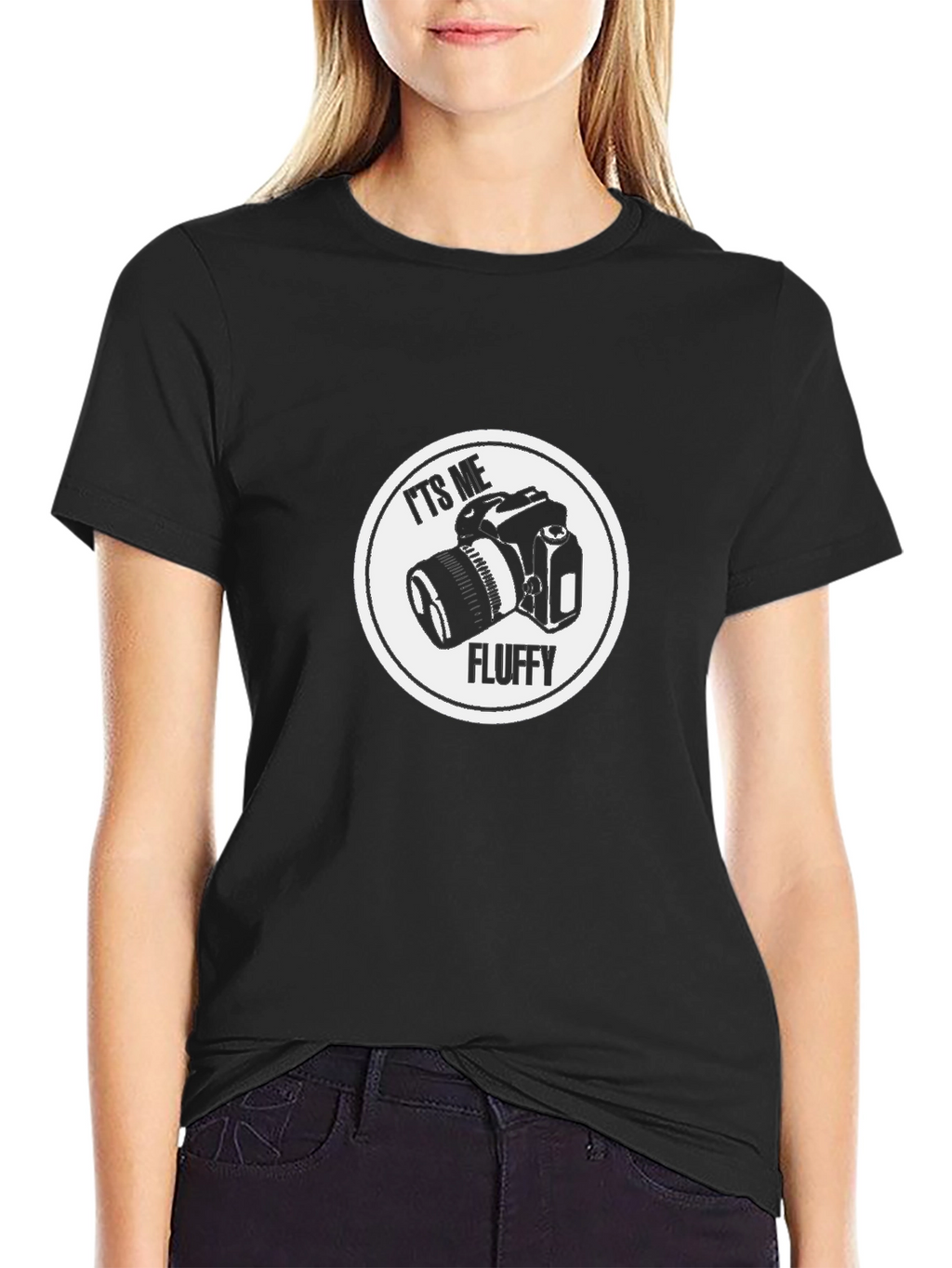 Its Me Fluffy Camera Black T-Shirt