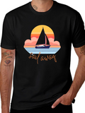 Sail Away Graphic Tee - Retro Nautical Design
