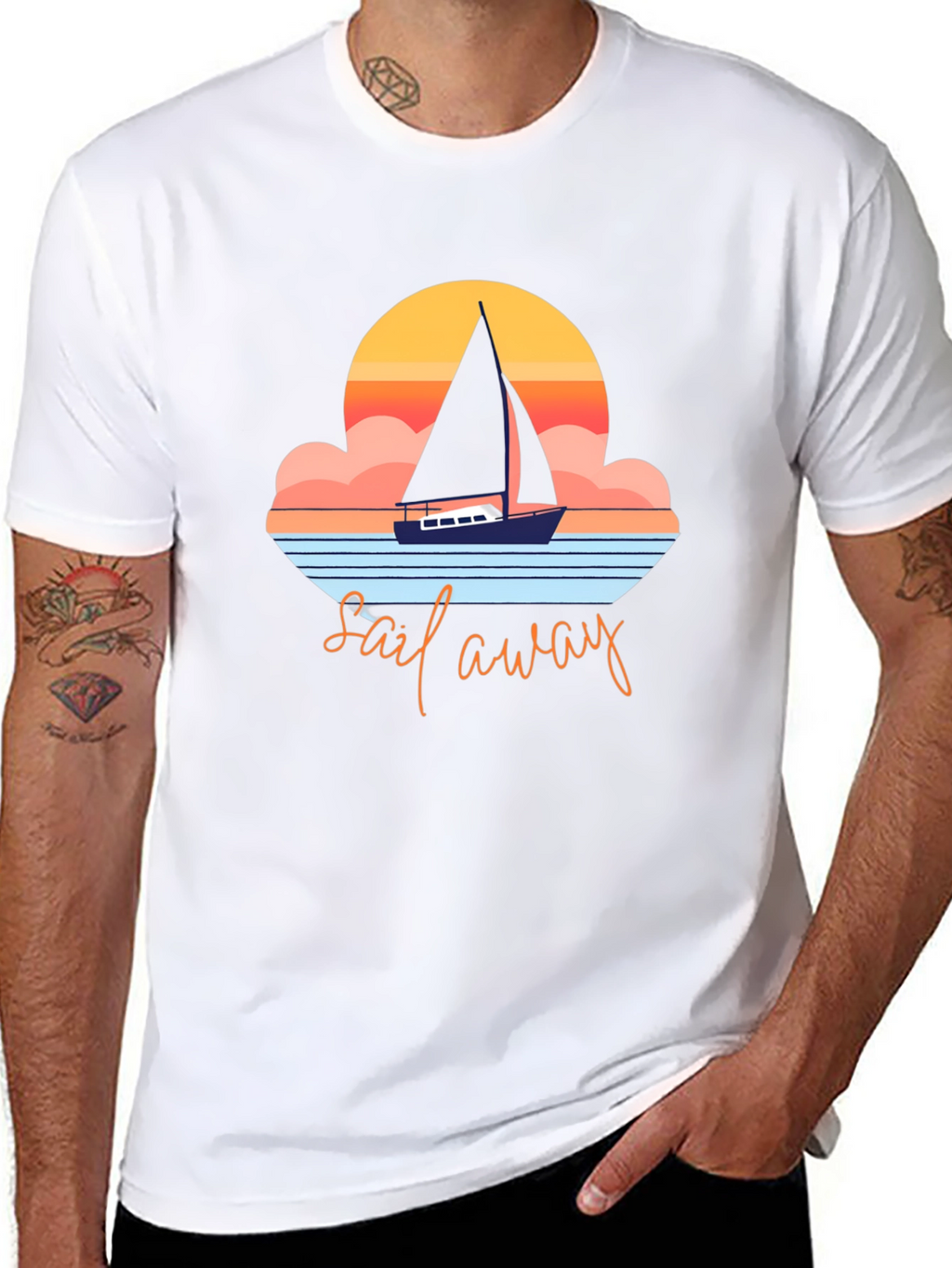 Sail Away Graphic Tee - Retro Nautical Design
