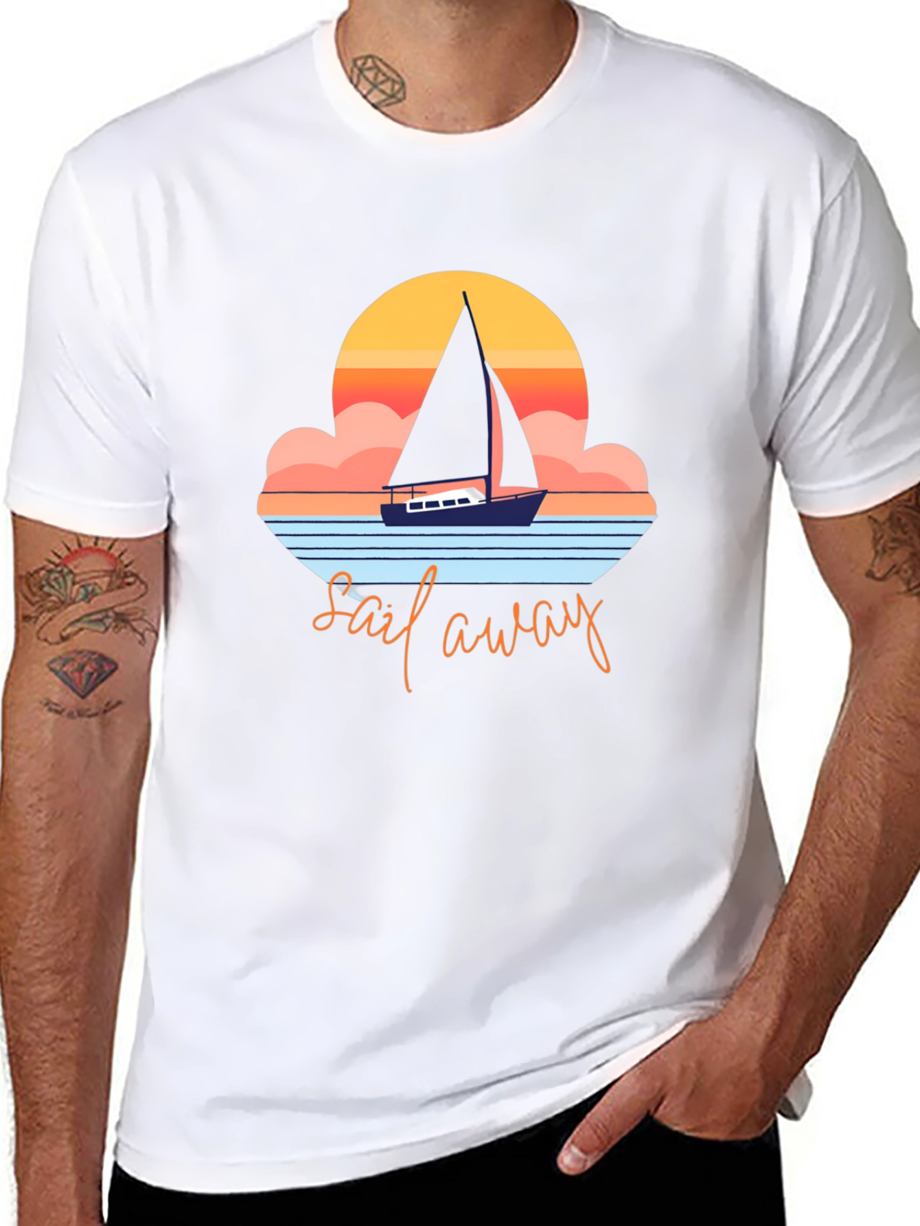 Sail Away Graphic Tee - Retro Nautical Design