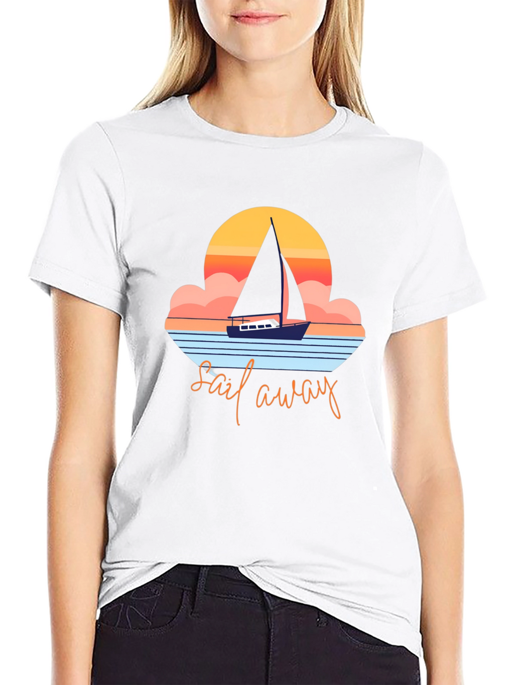 Sail Away Graphic Tee - Retro Nautical Design