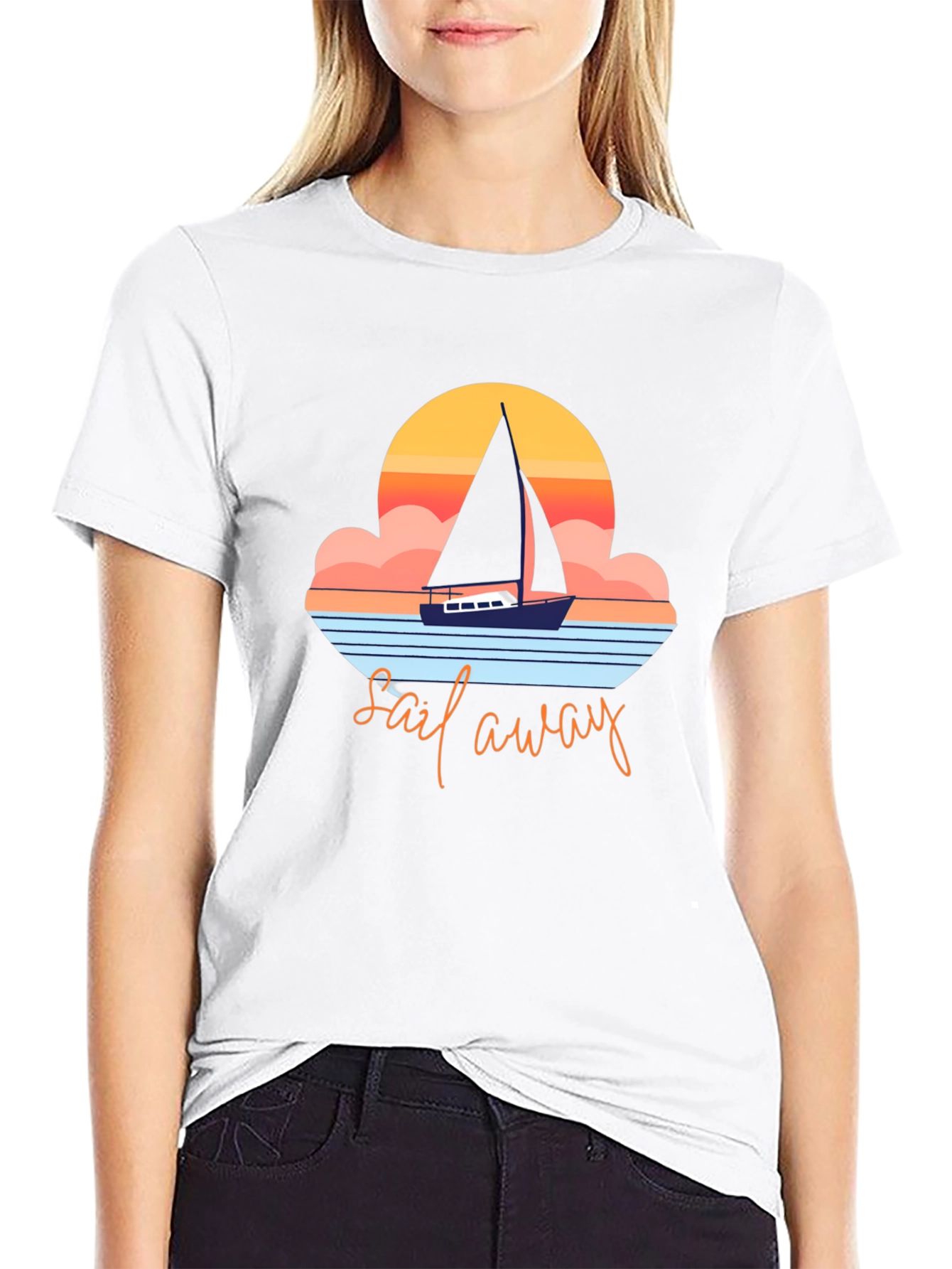 Sail Away Graphic Tee - Retro Nautical Design