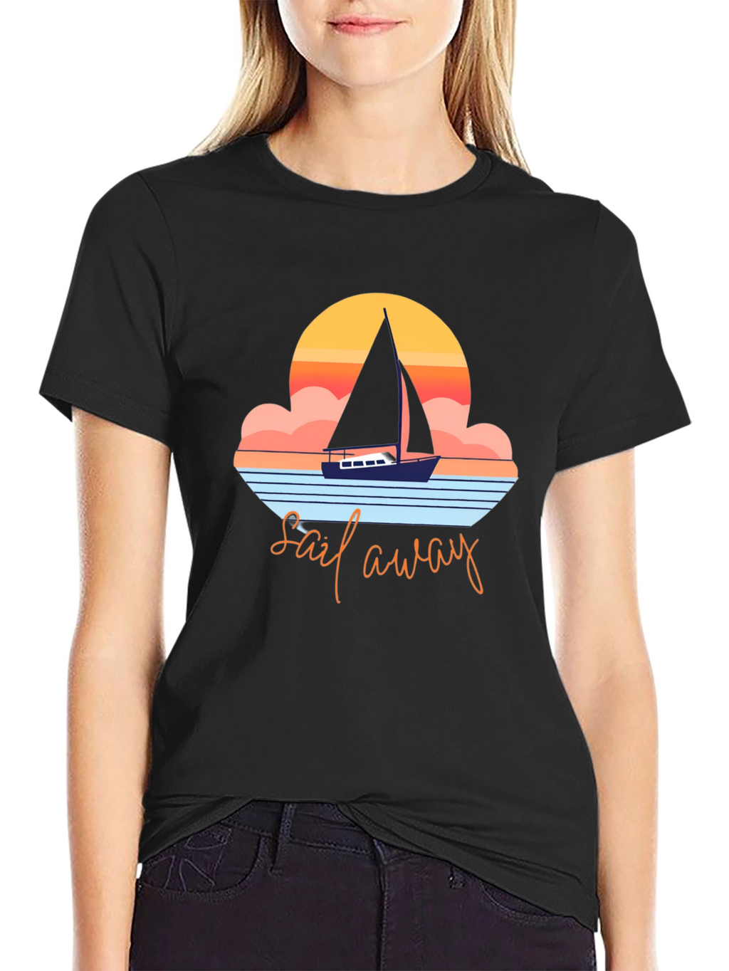 Sail Away Graphic Tee - Retro Nautical Design