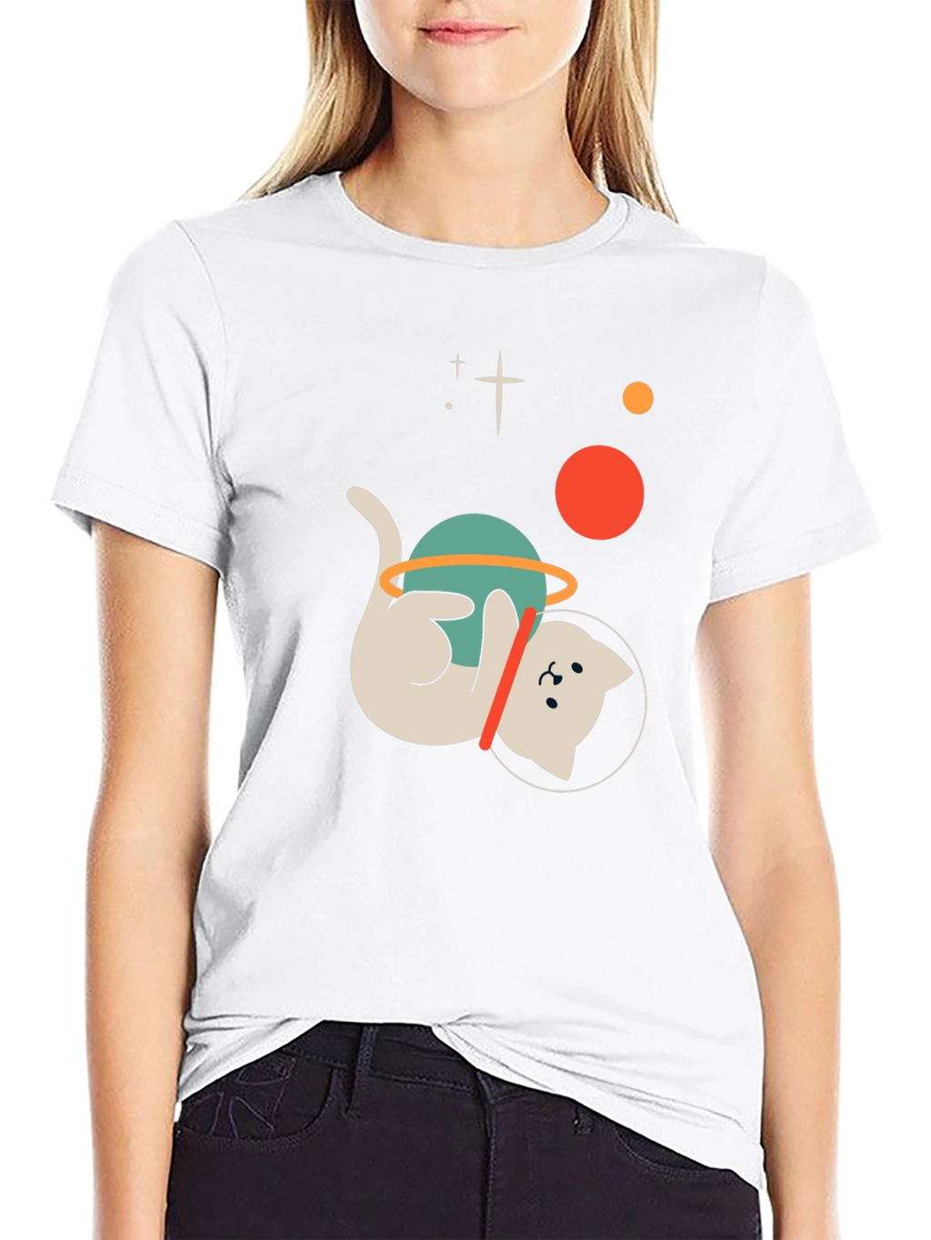 Astronaut Cat Graphic T-Shirt