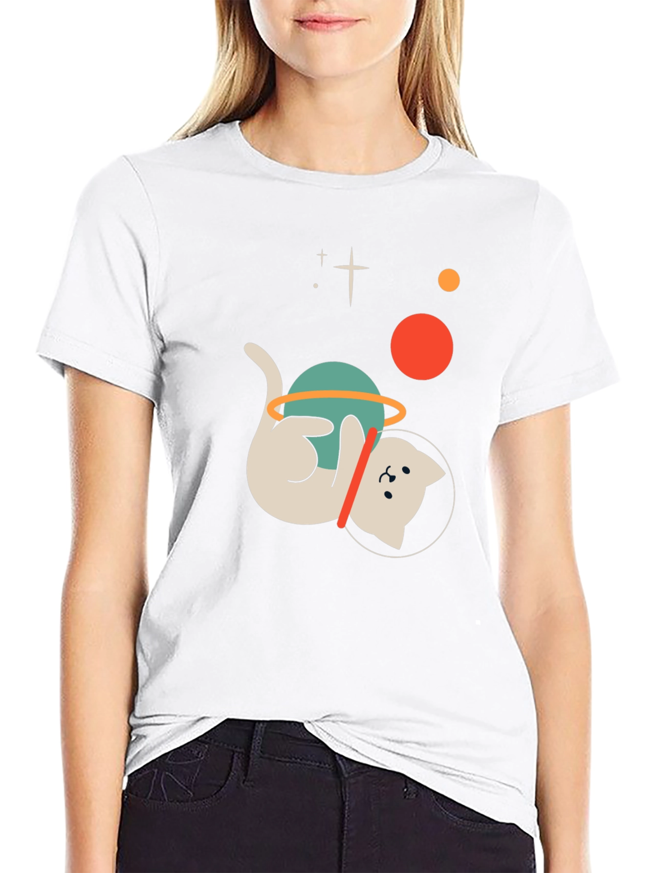 Astronaut Cat Graphic T-Shirt