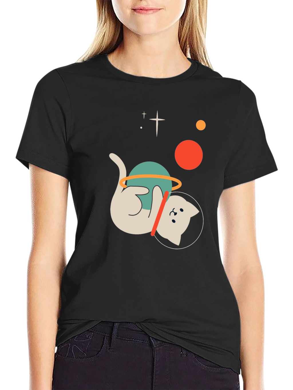 Astronaut Cat Graphic T-Shirt