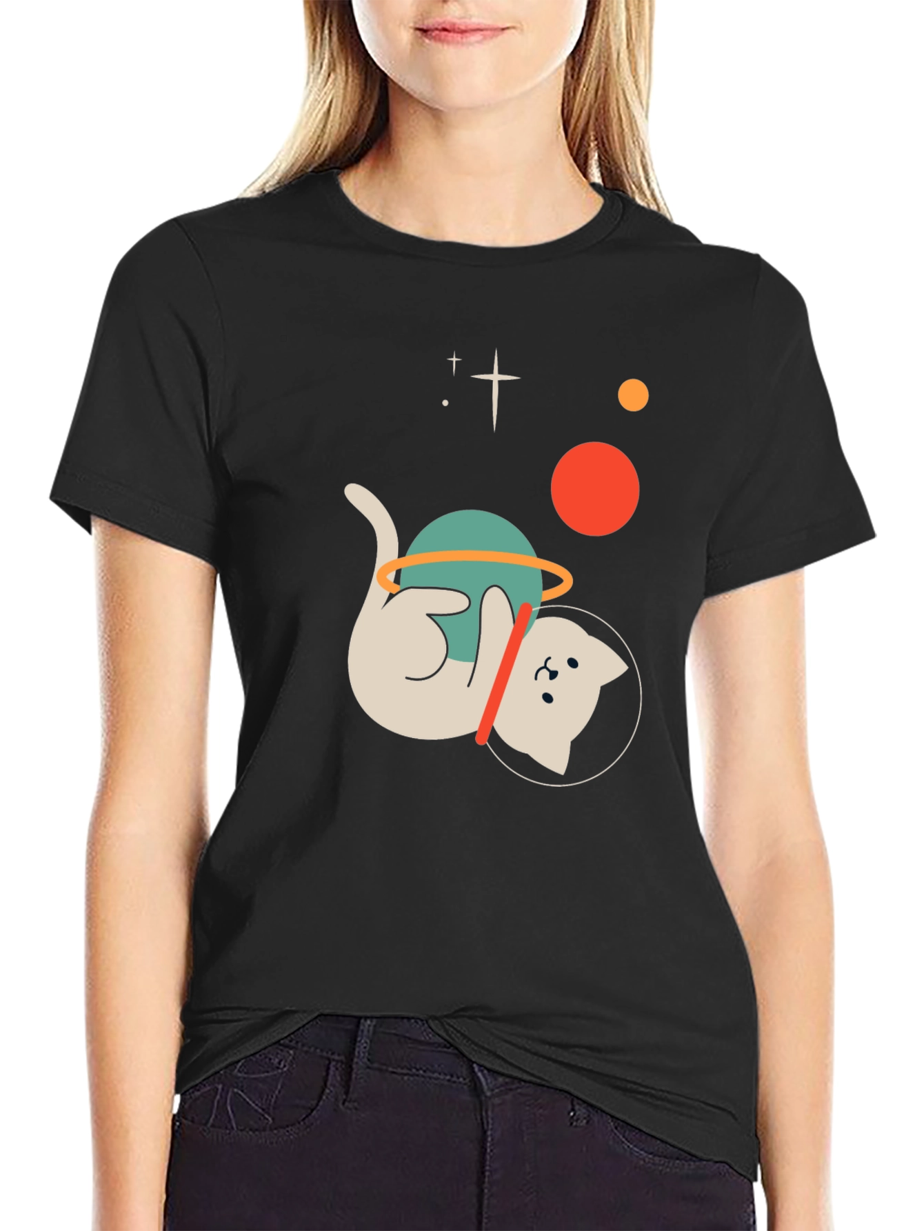 Astronaut Cat Graphic T-Shirt