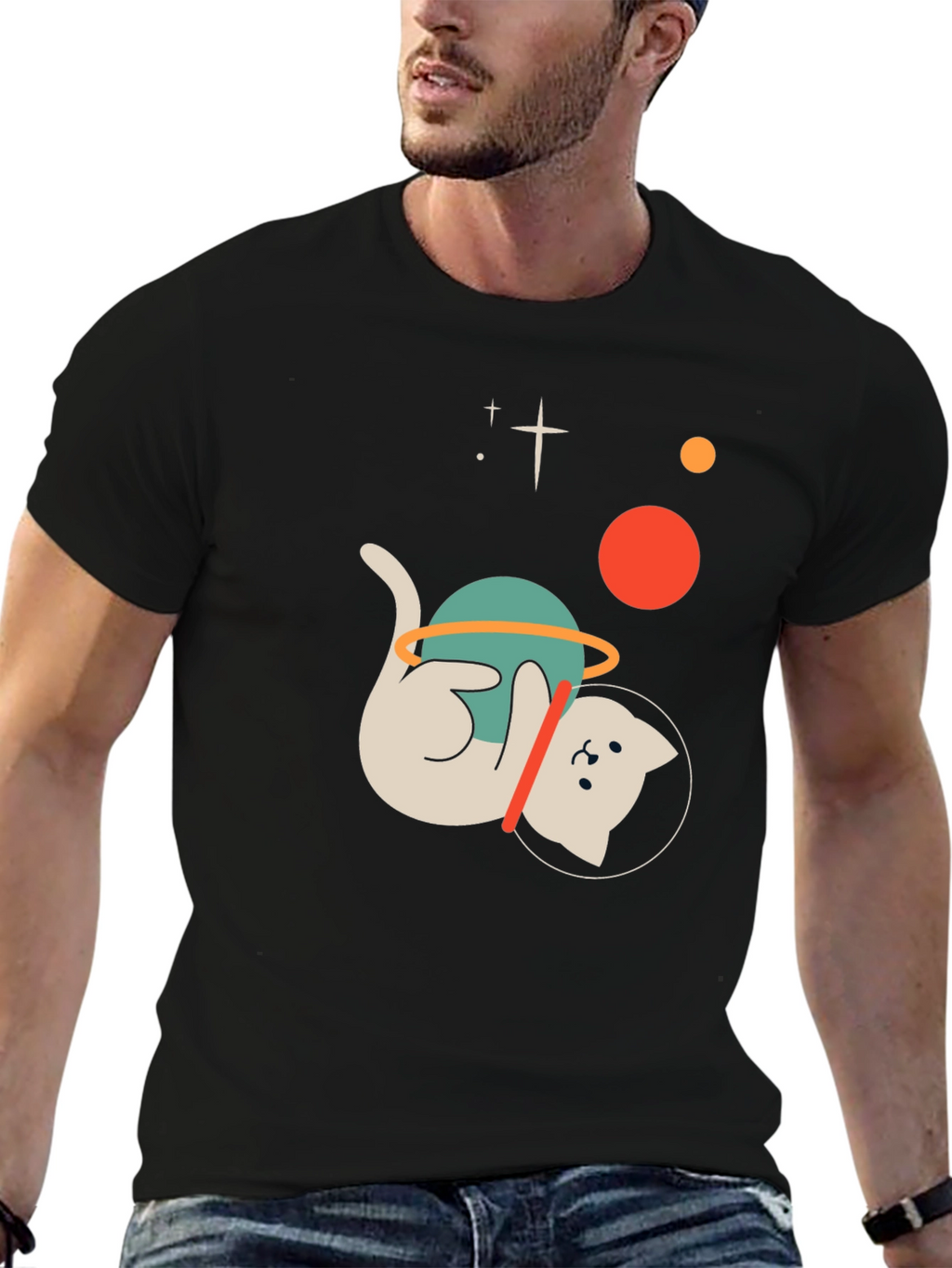 Astronaut Cat Graphic T-Shirt