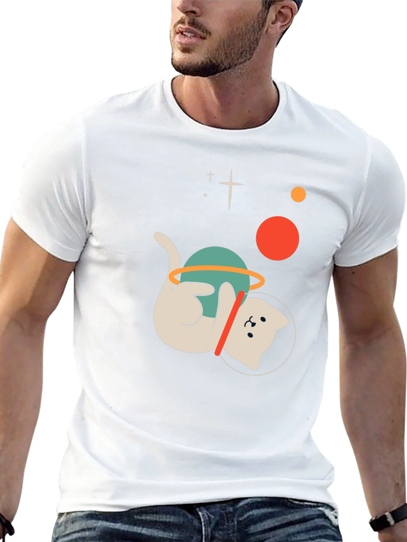 Astronaut Cat Graphic T-Shirt