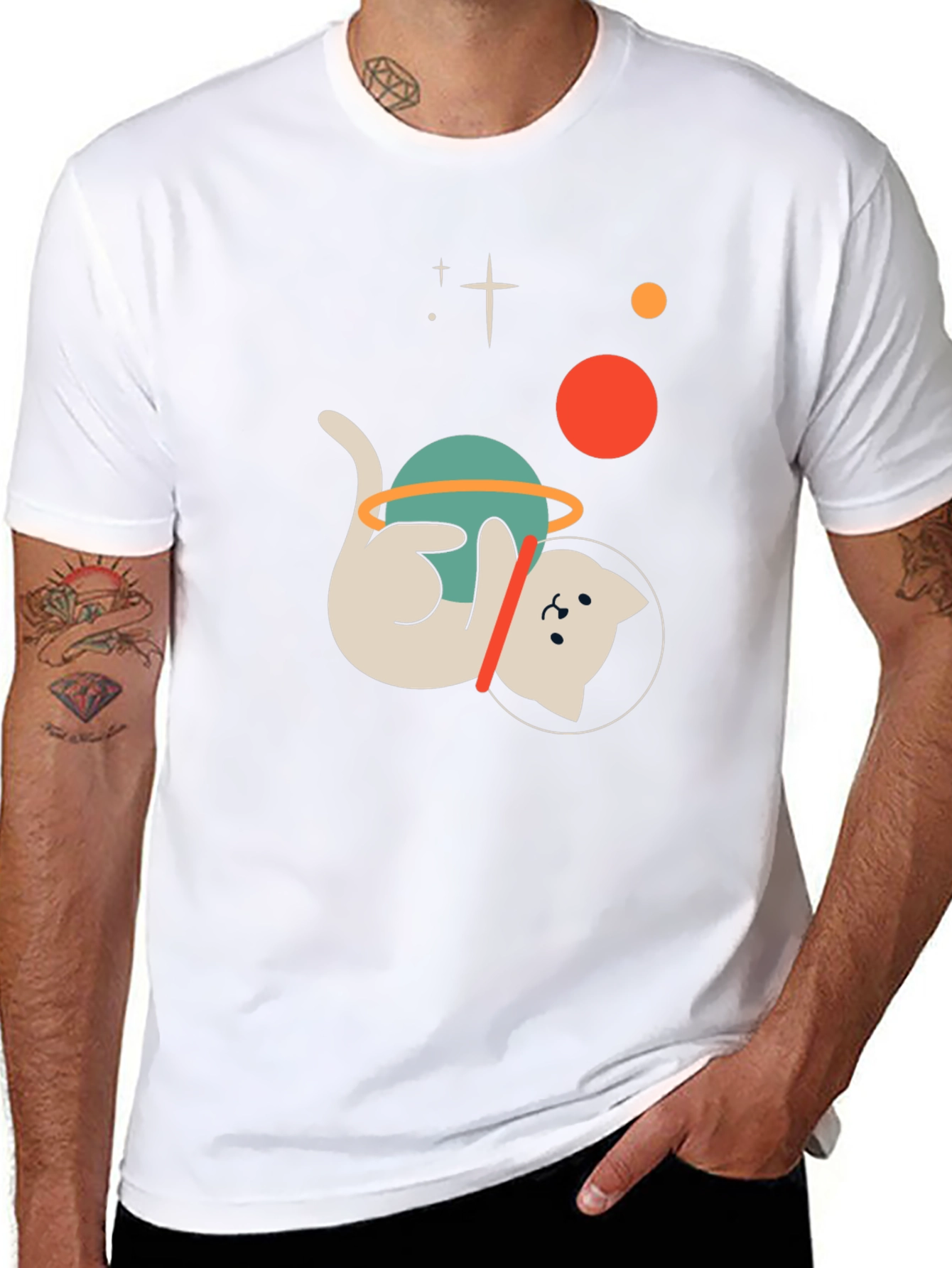 Astronaut Cat Graphic T-Shirt