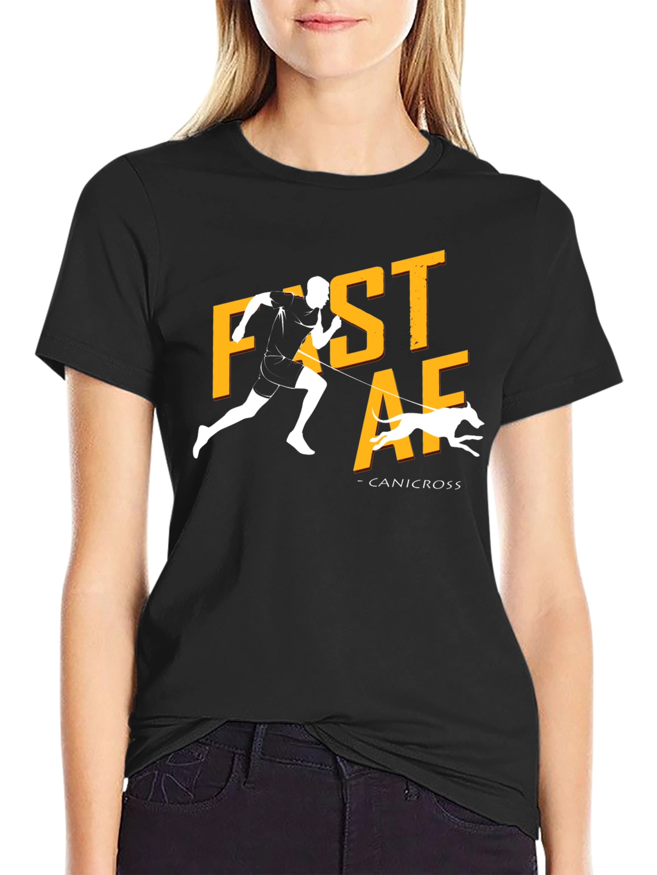 Fast AF Canicross Black T-Shirt - Running with Your Dog!