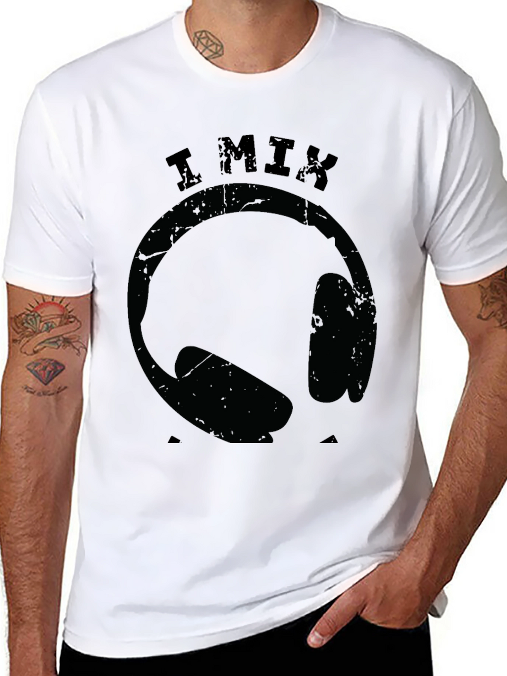 I Mix DJ Headphones Graphic Black T-Shirt