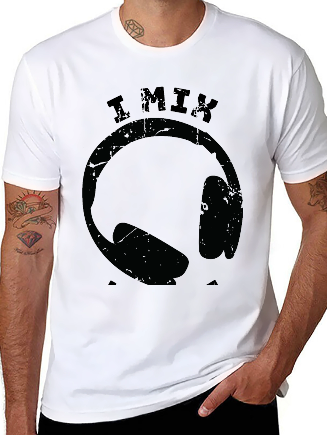 I Mix DJ Headphones Graphic Black T-Shirt