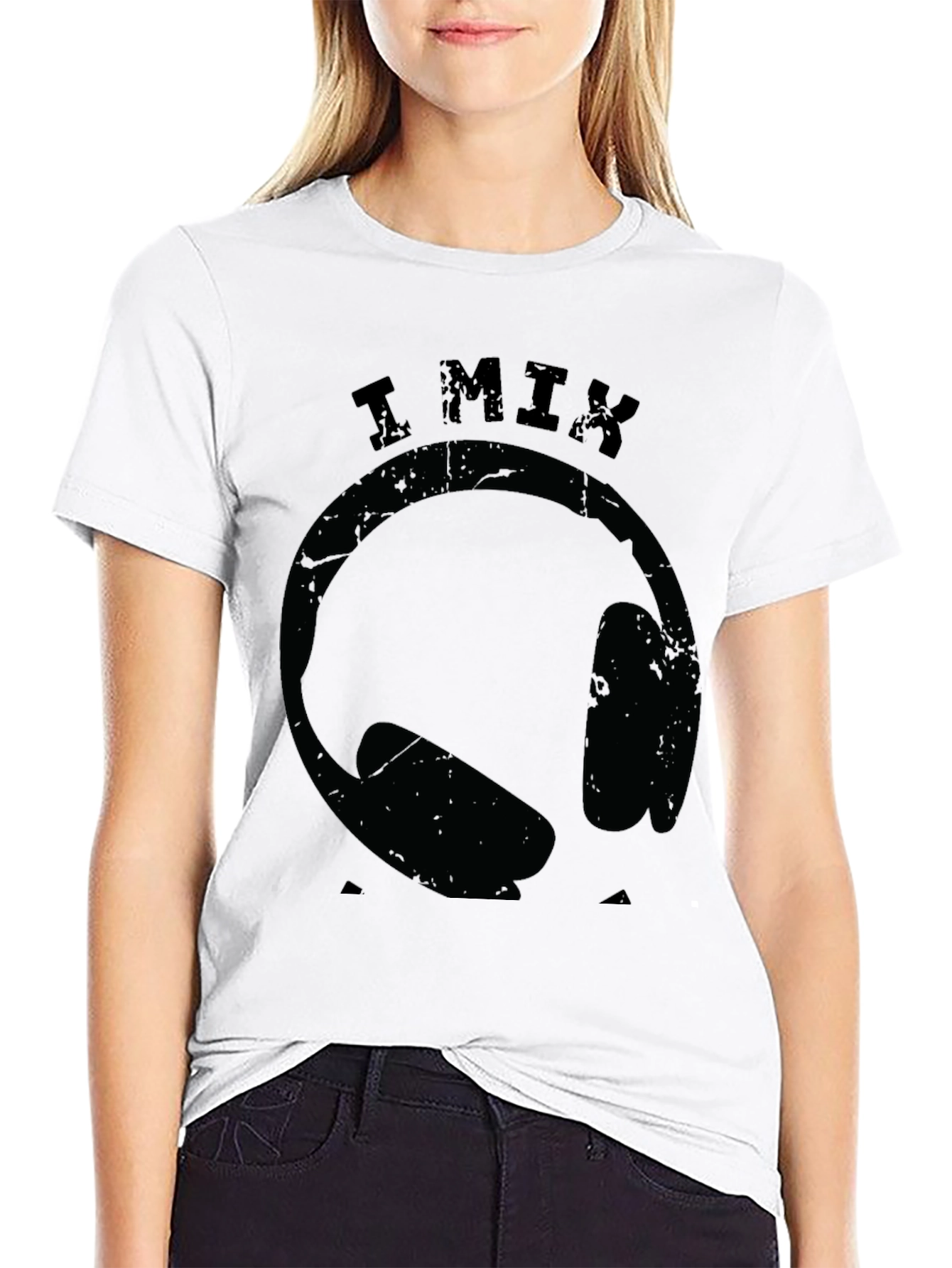 I Mix DJ Headphones Graphic Black T-Shirt