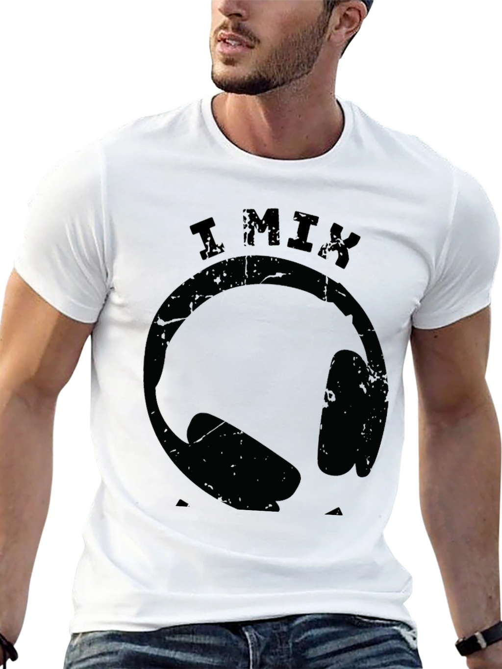 I Mix DJ Headphones Graphic Black T-Shirt