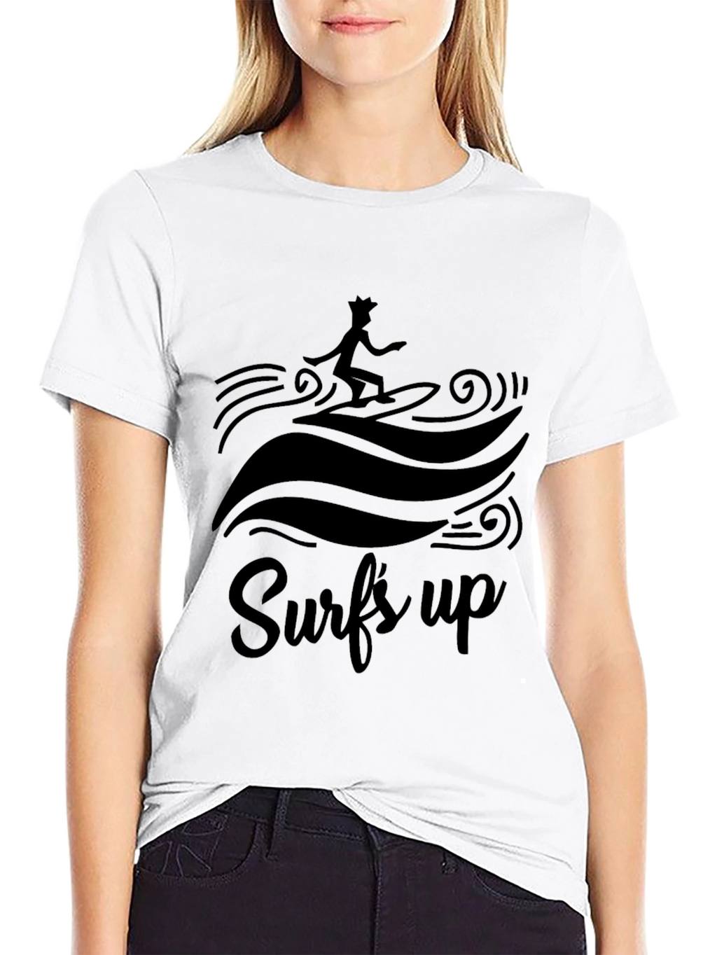 Surfs Up Graphic Tee - Black Cotton T-Shirt