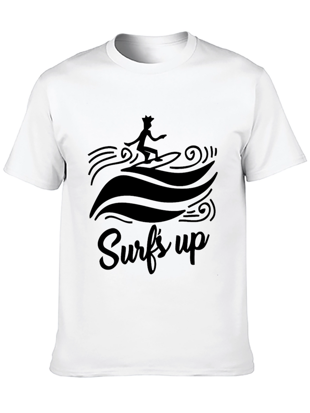 Surfs Up Graphic Tee - Black Cotton T-Shirt