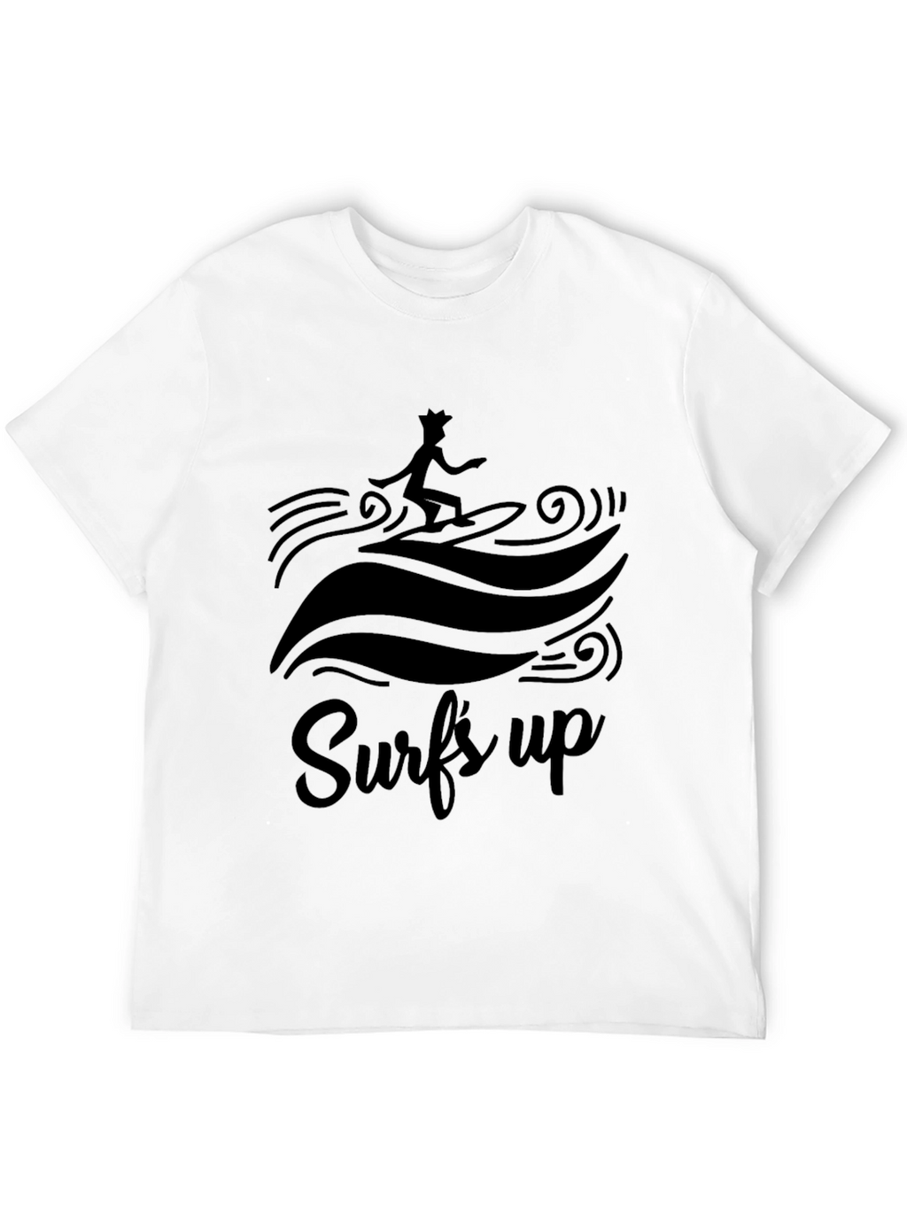 Surfs Up Graphic Tee - Black Cotton T-Shirt