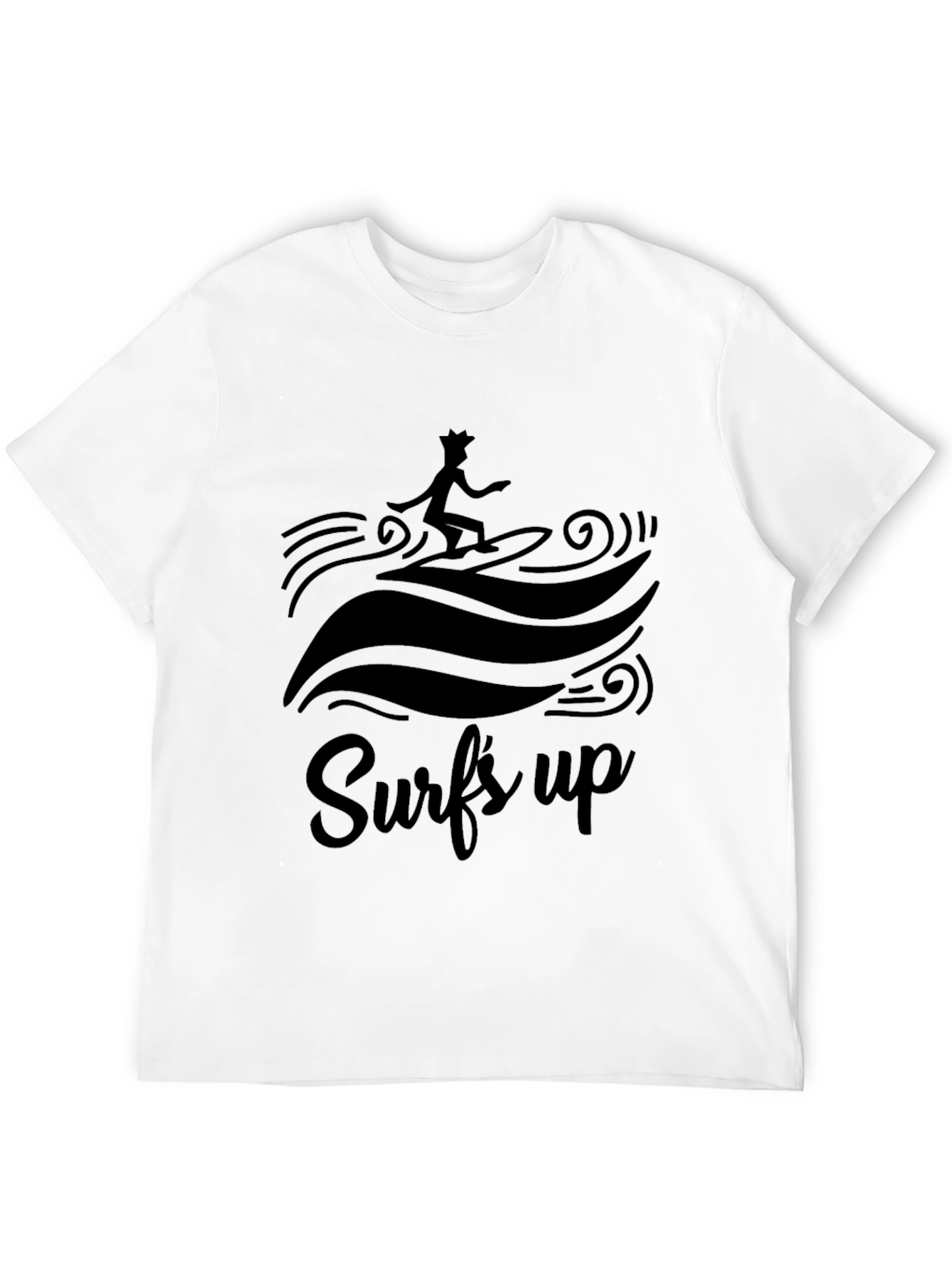 Surfs Up Graphic Tee - Black Cotton T-Shirt