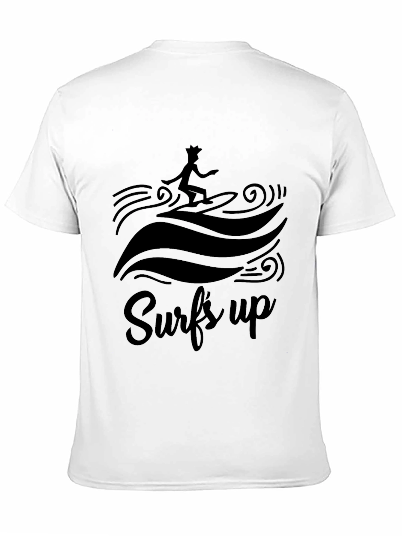 Surfs Up Graphic Tee - Black Cotton T-Shirt