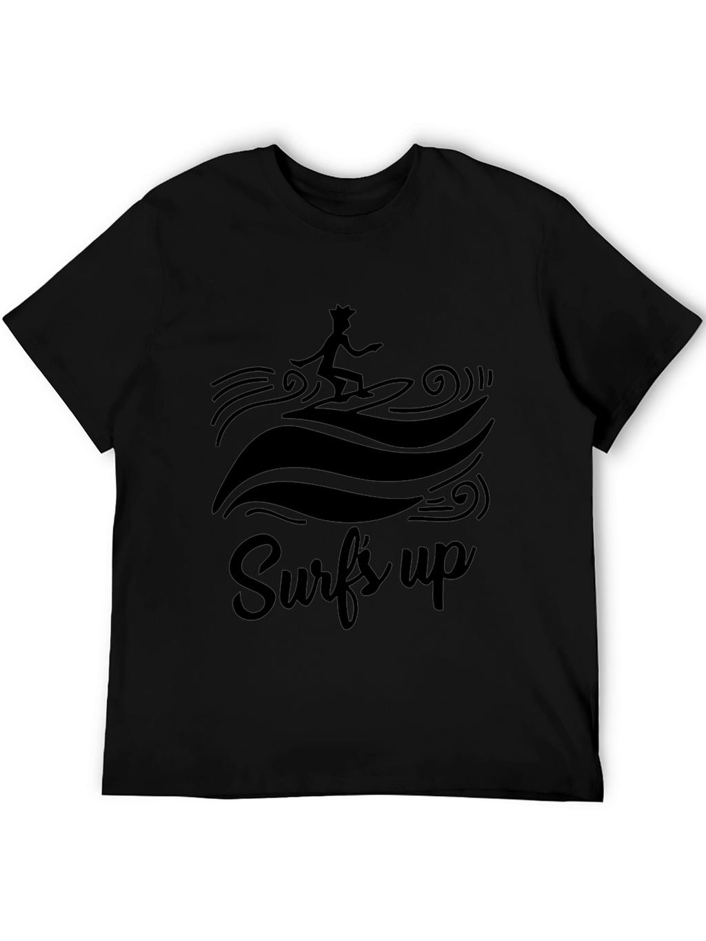 Surfs Up Graphic Tee - Black Cotton T-Shirt