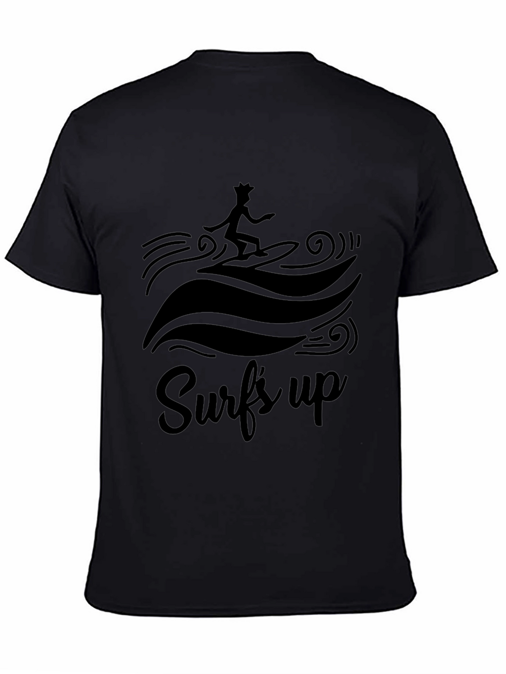 Surfs Up Graphic Tee - Black Cotton T-Shirt