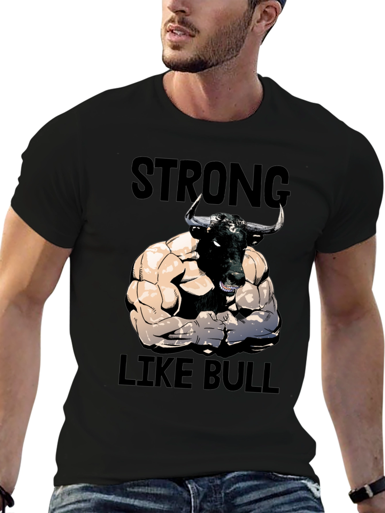 Strong Like Bull Graphic Tee - Mens Black T-Shirt