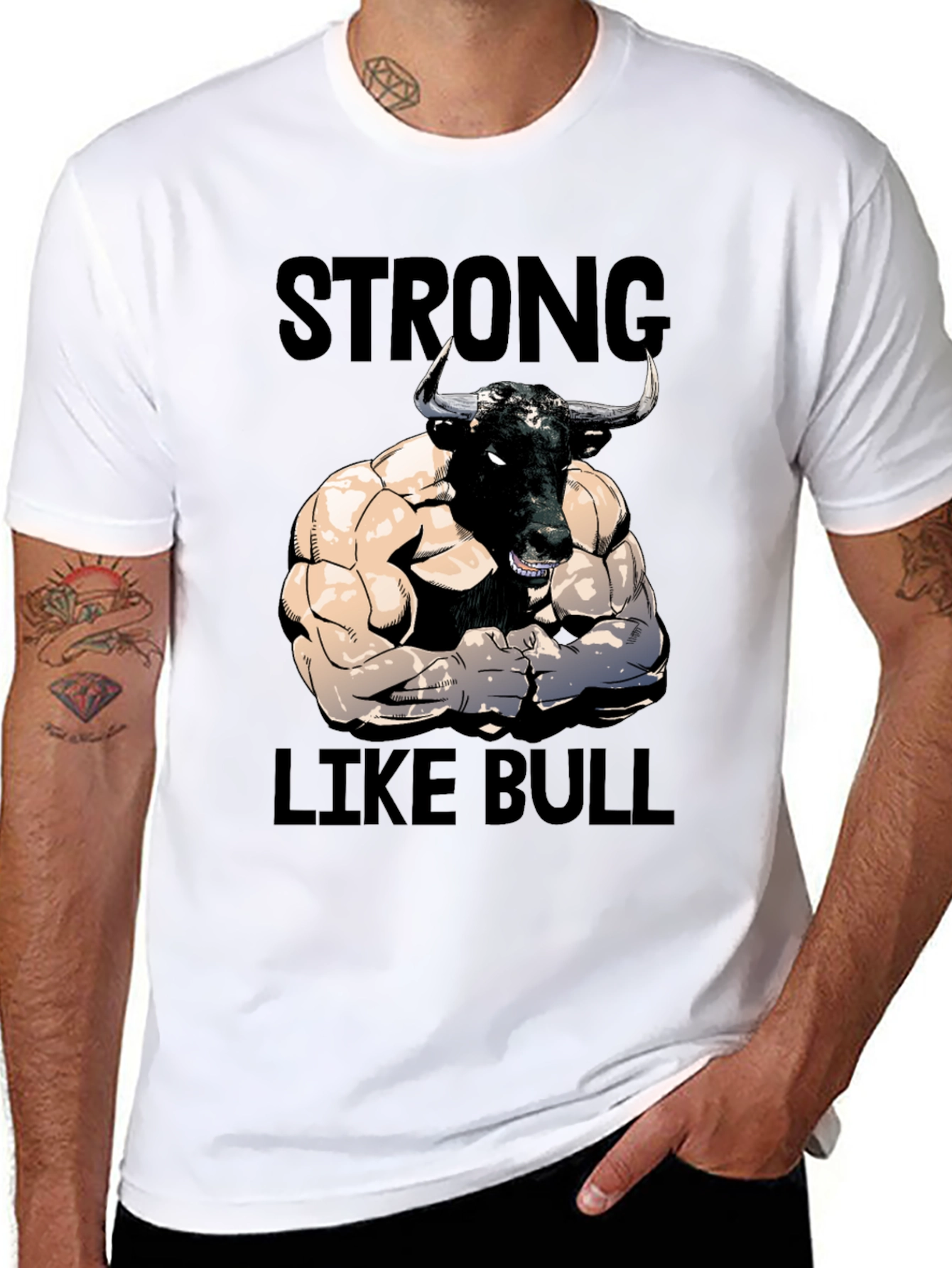 Strong Like Bull Graphic Tee - Mens Black T-Shirt