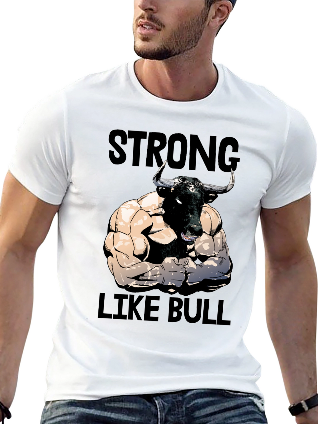 Strong Like Bull Graphic Tee - Mens Black T-Shirt