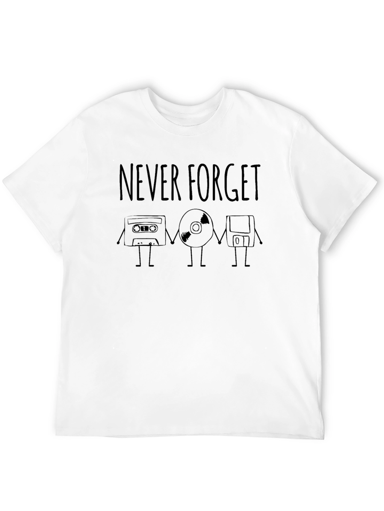Never Forget Cassette CD Floppy Disk T-Shirt